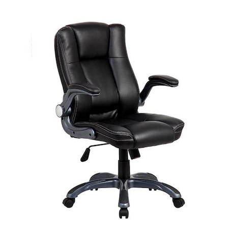 Techni Mobili 18.25-22 in. Medium Back Executive Office Chair with Flip-up Arms, Black RTA-4902-BK